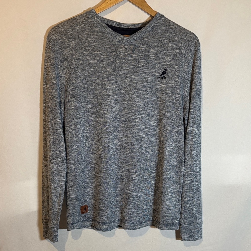Kangol Men's Long Sleeve V-Neck Heather Gray Tee